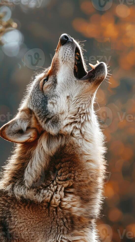 ai généré Loup hurlement dans la nature photo