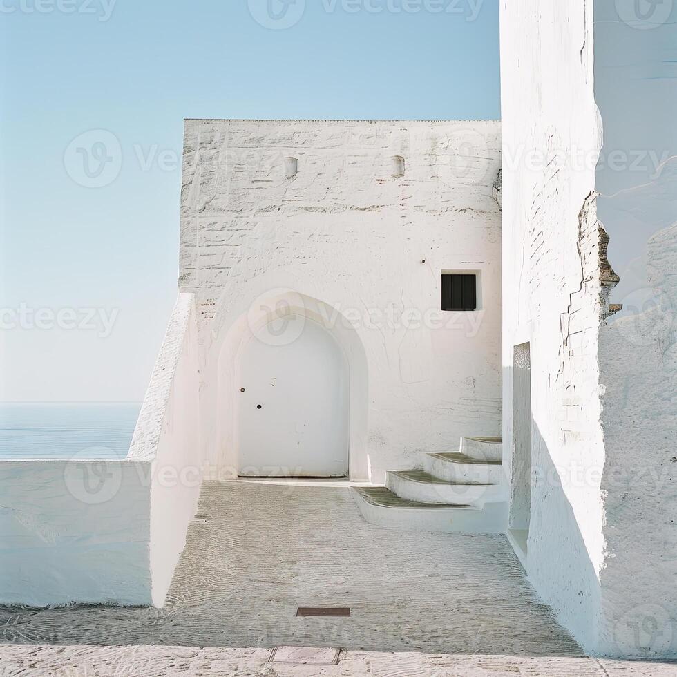 ai généré le entrée de une blanc ville dans Italie photo