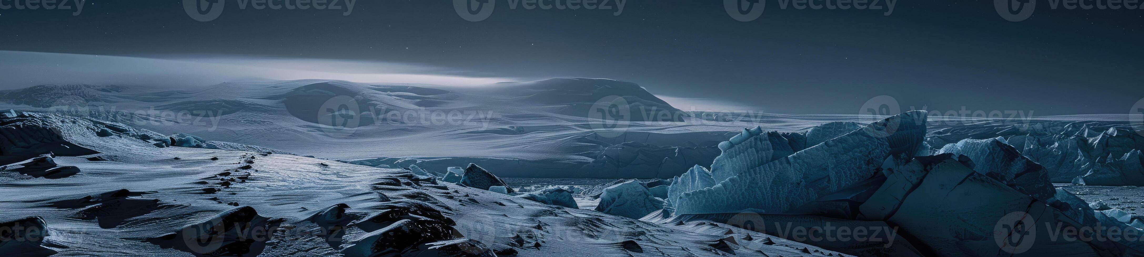 ai généré Antarctique glacier paysage à nuit photo