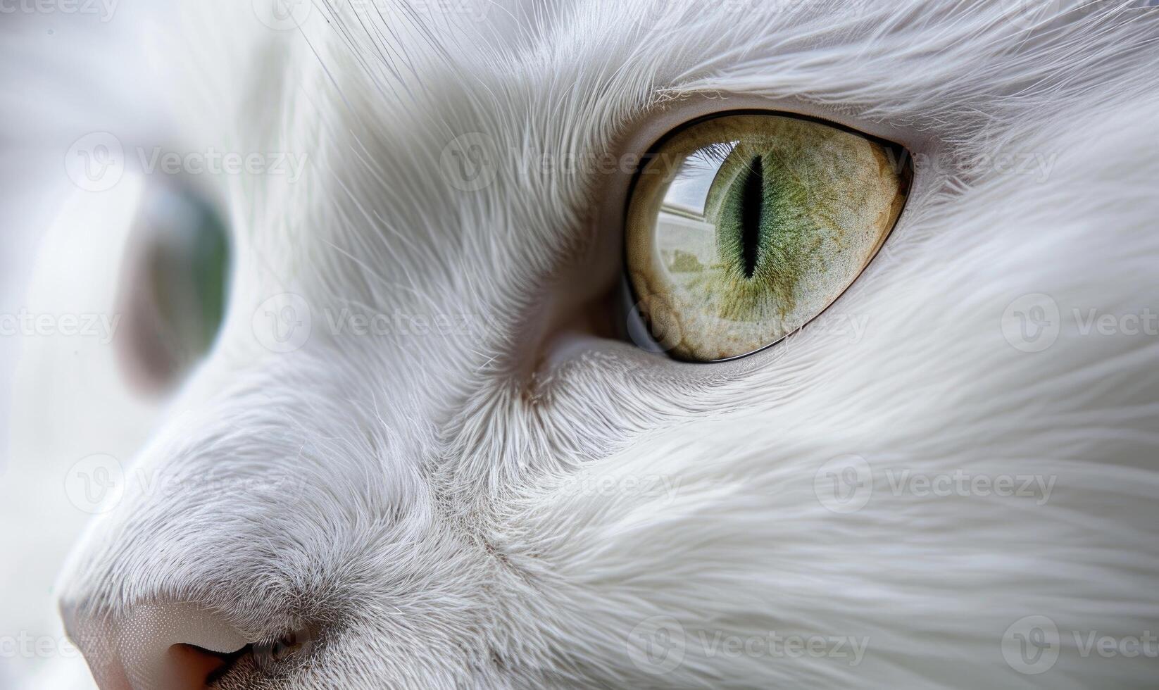 ai généré proche en haut de blanc chats yeux. sélectif concentrer sur yeux. photo