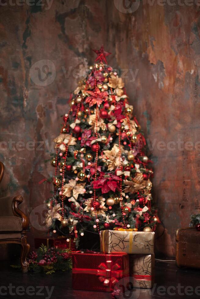 Noël arbre avec cadeaux, Noël concept. photo