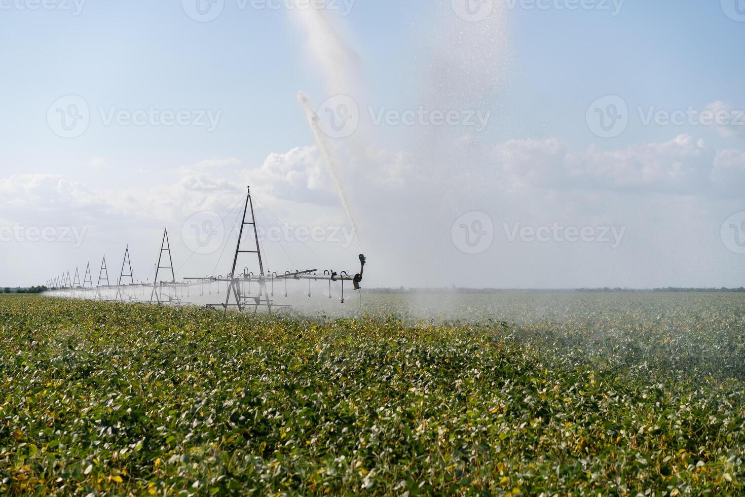 irrigation système arrosage cultures sur ferme champ. photo