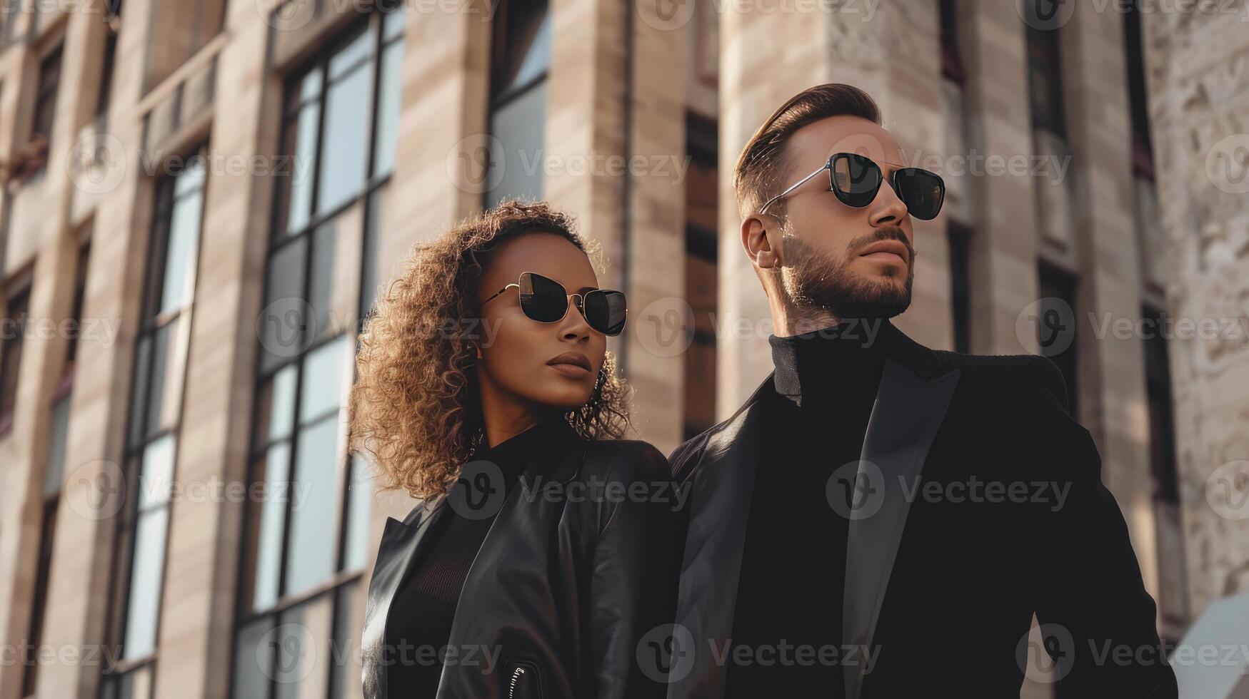 ai généré élégant jeune couple mode scène photo