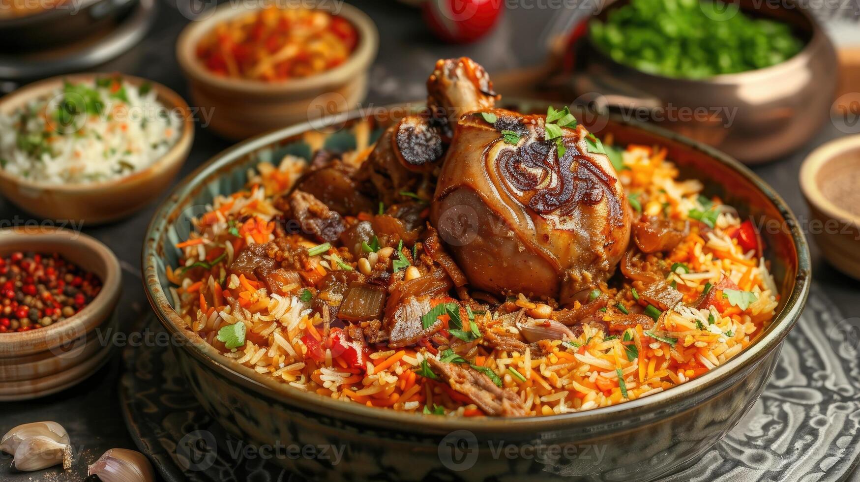 ai généré traditionnel arabe délicatesse kabsa photo