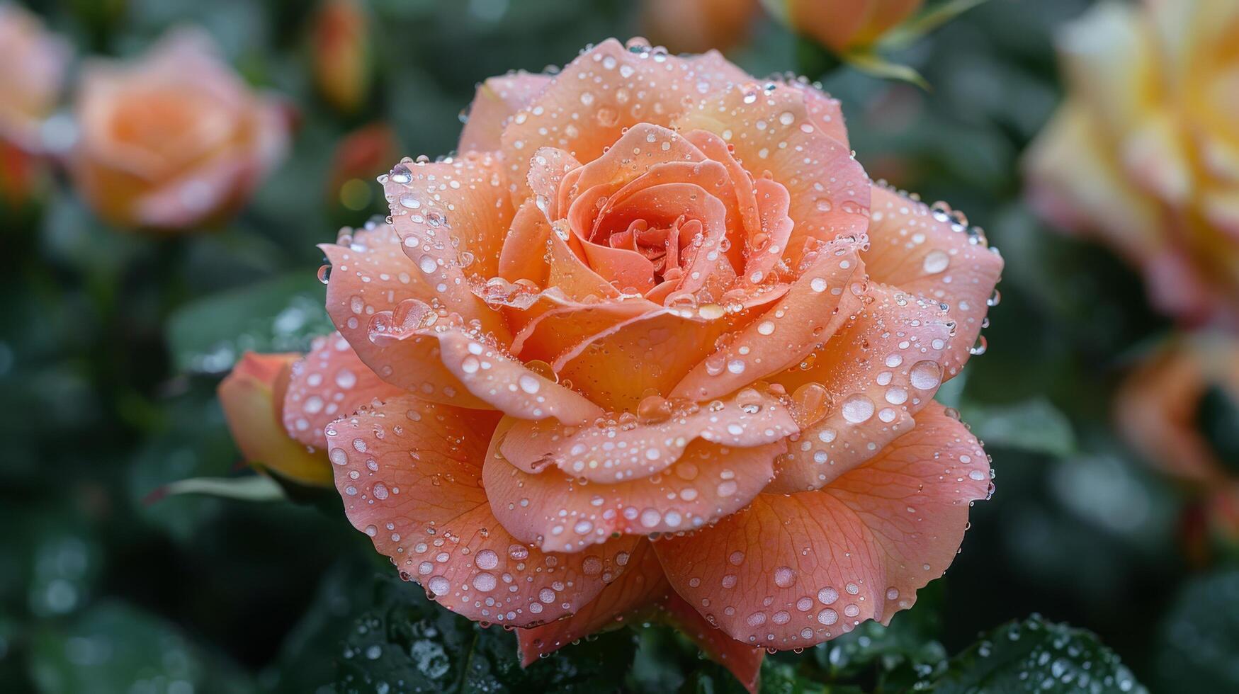 ai généré rose Rose avec l'eau gouttelettes photo