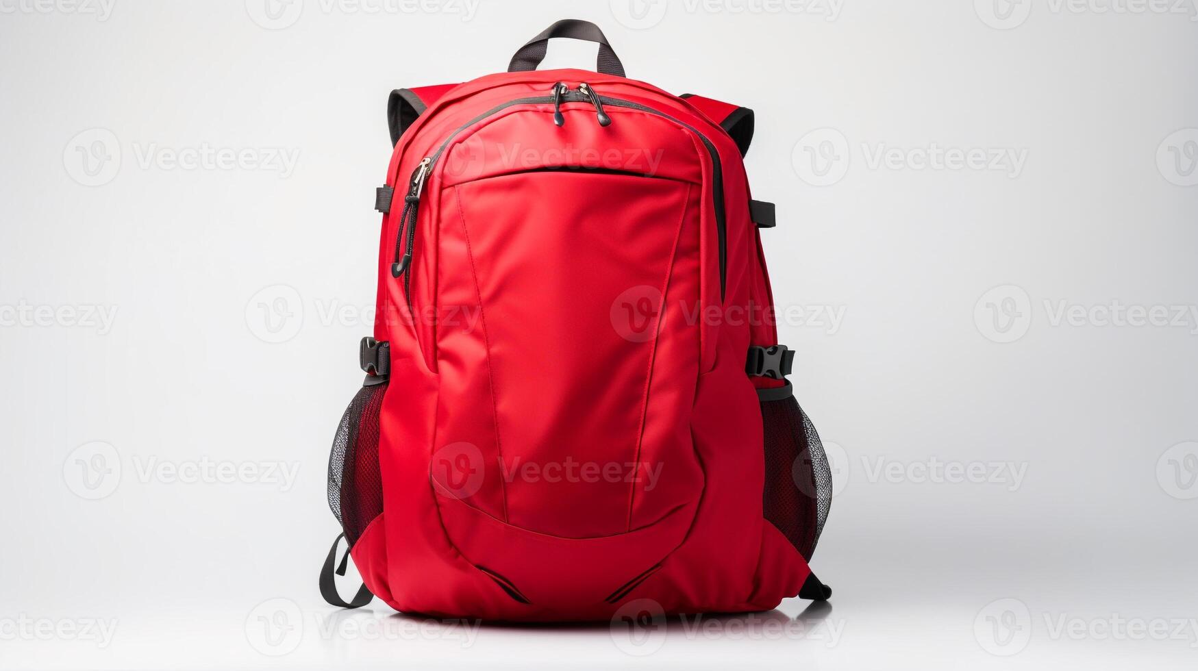 ai généré rouge cyclisme sac à dos sac isolé sur blanc Contexte avec copie espace pour publicité. ai généré photo