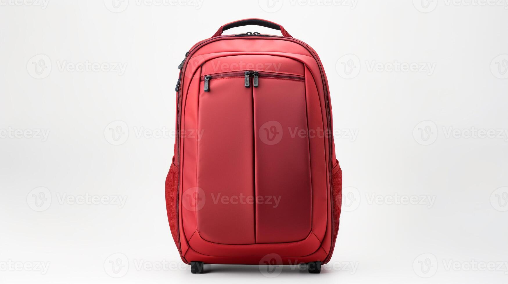 ai généré rouge roulant sac à dos sac isolé sur blanc Contexte avec copie espace pour publicité. ai généré photo