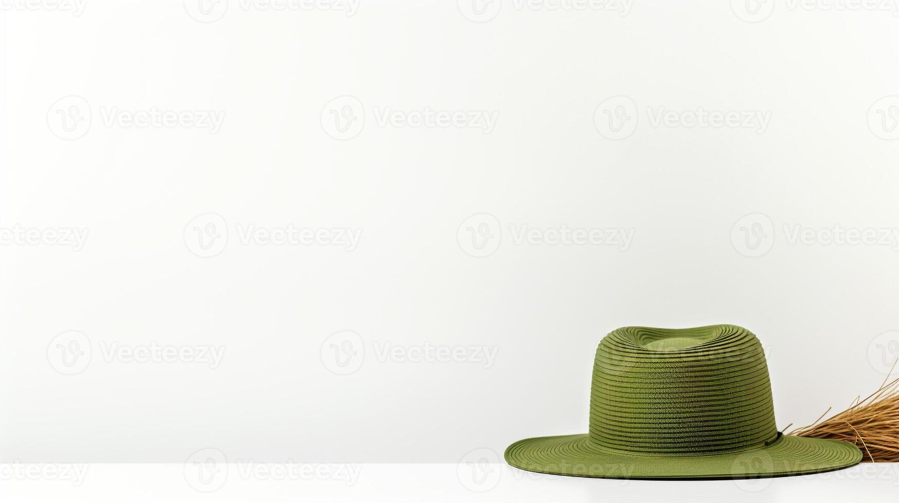 ai généré photo de vert paille chapeau isolé sur blanc Contexte. ai généré