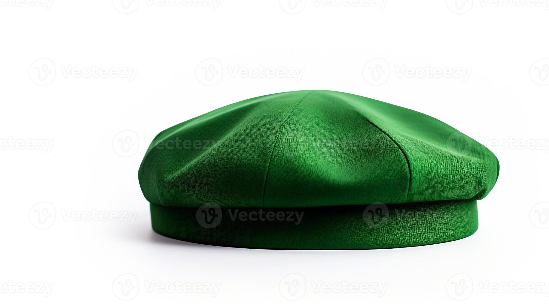 ai généré photo de vert béret chapeau isolé sur blanc Contexte. ai généré