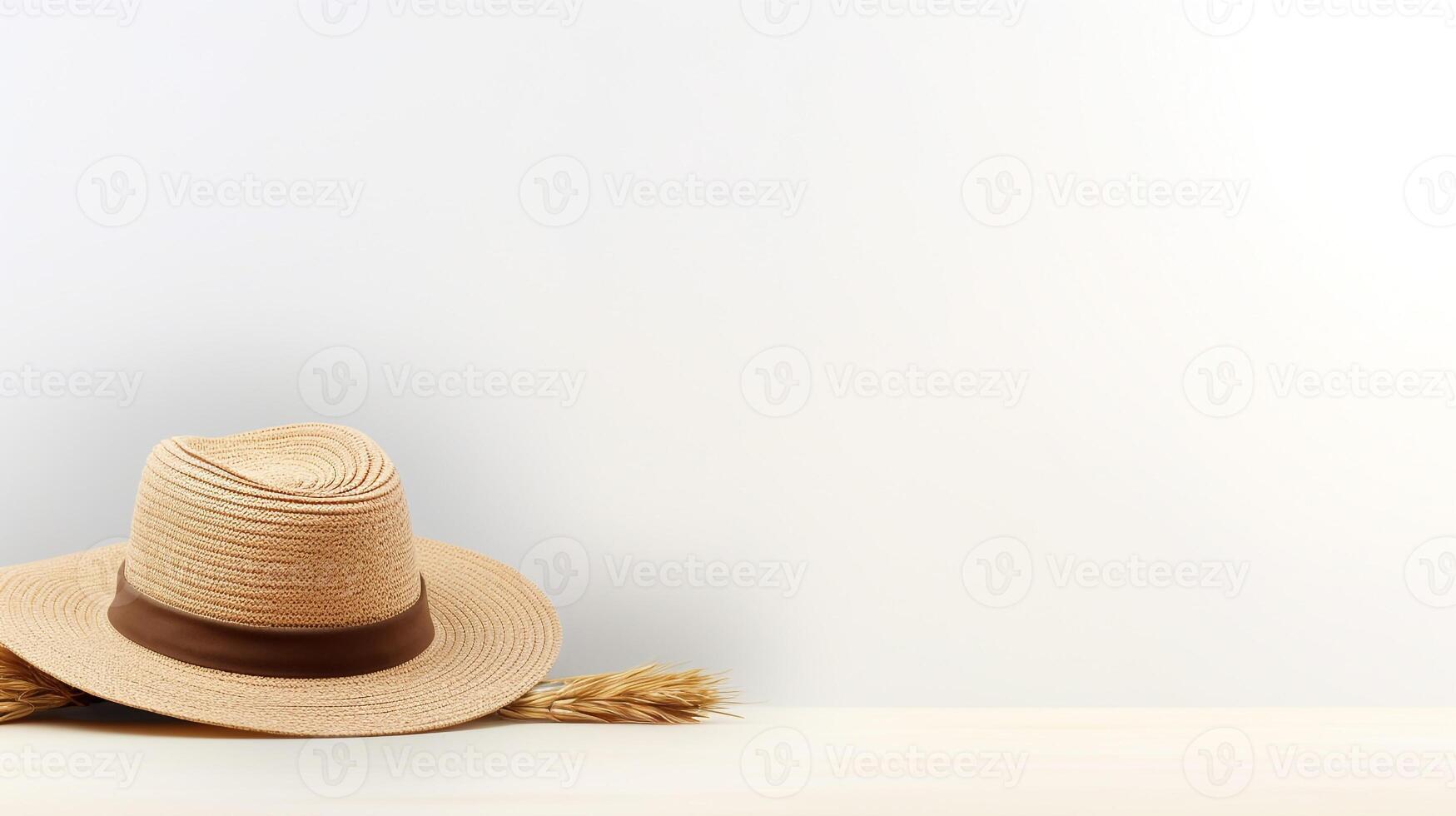 ai généré photo de beige paille chapeau isolé sur blanc Contexte. ai généré