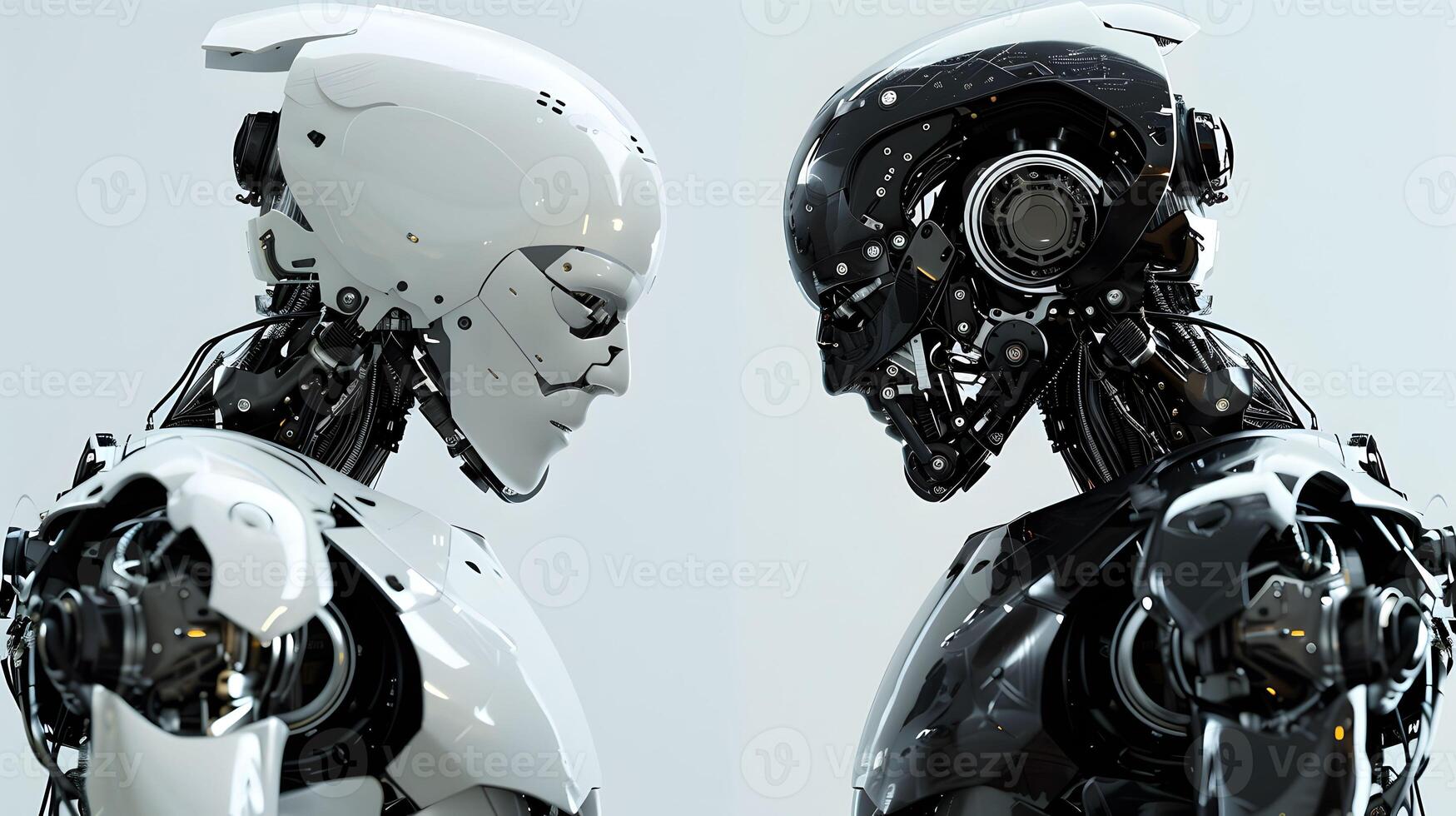 ai généré la robotique évolution de clunky Machines à lisse androïdes photo