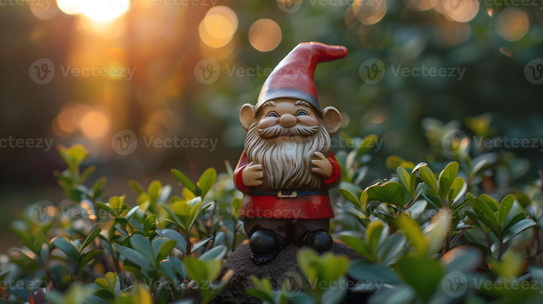 ai généré jardin gnome joufflu et joyeux photo