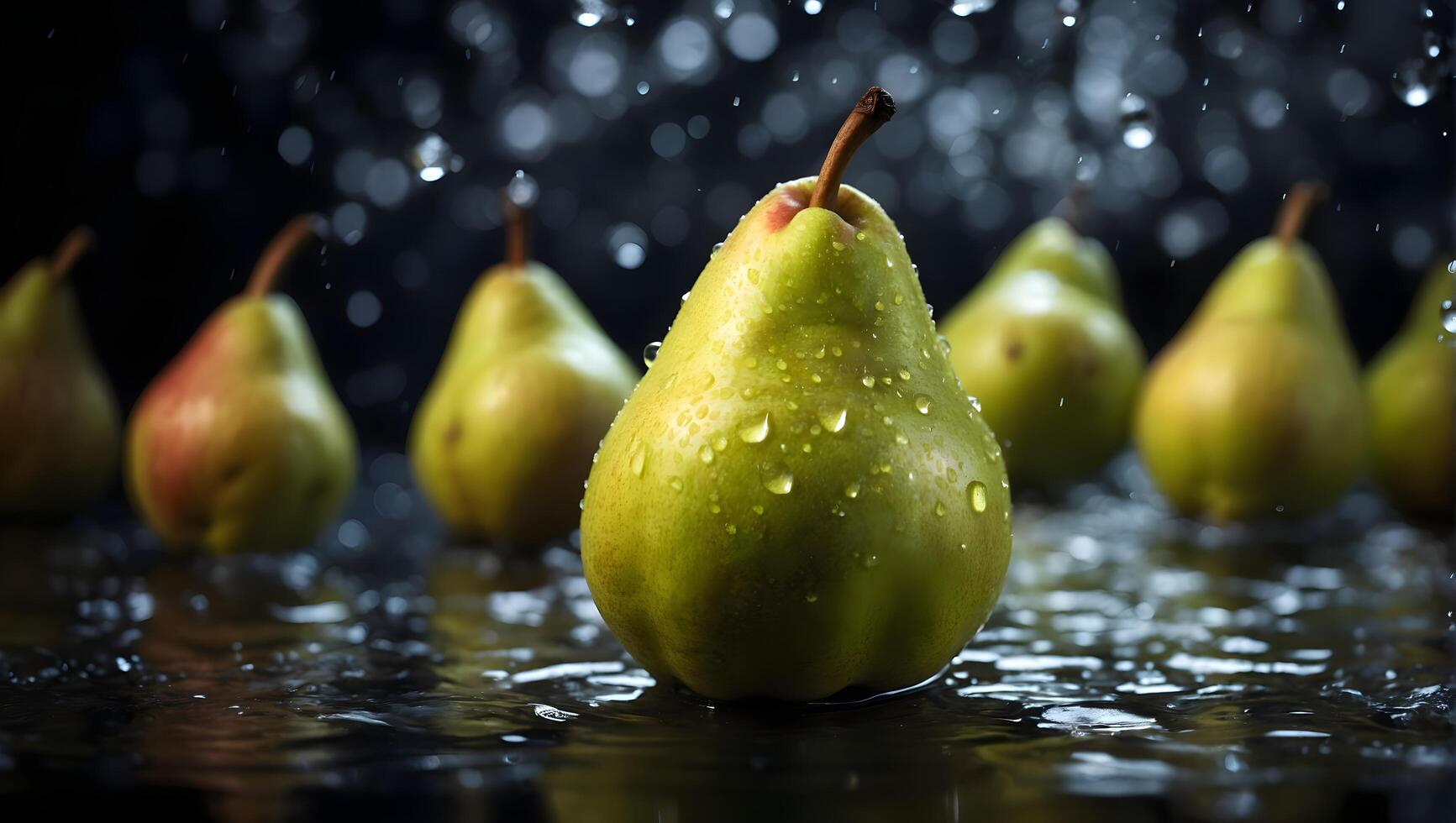 ai généré poire avec l'eau gouttes photo