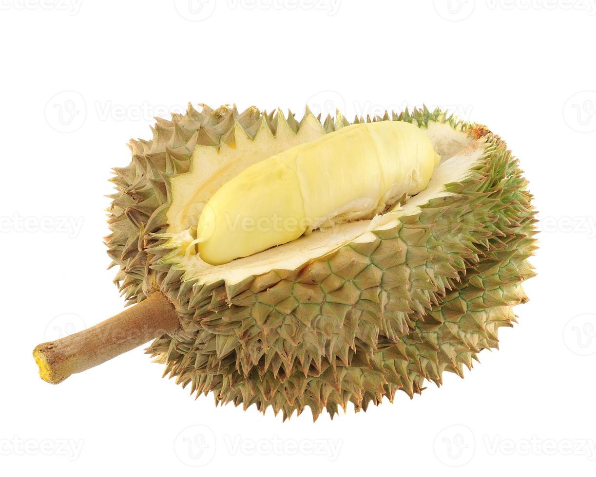 roi des fruits, durian isolé sur fond blanc photo