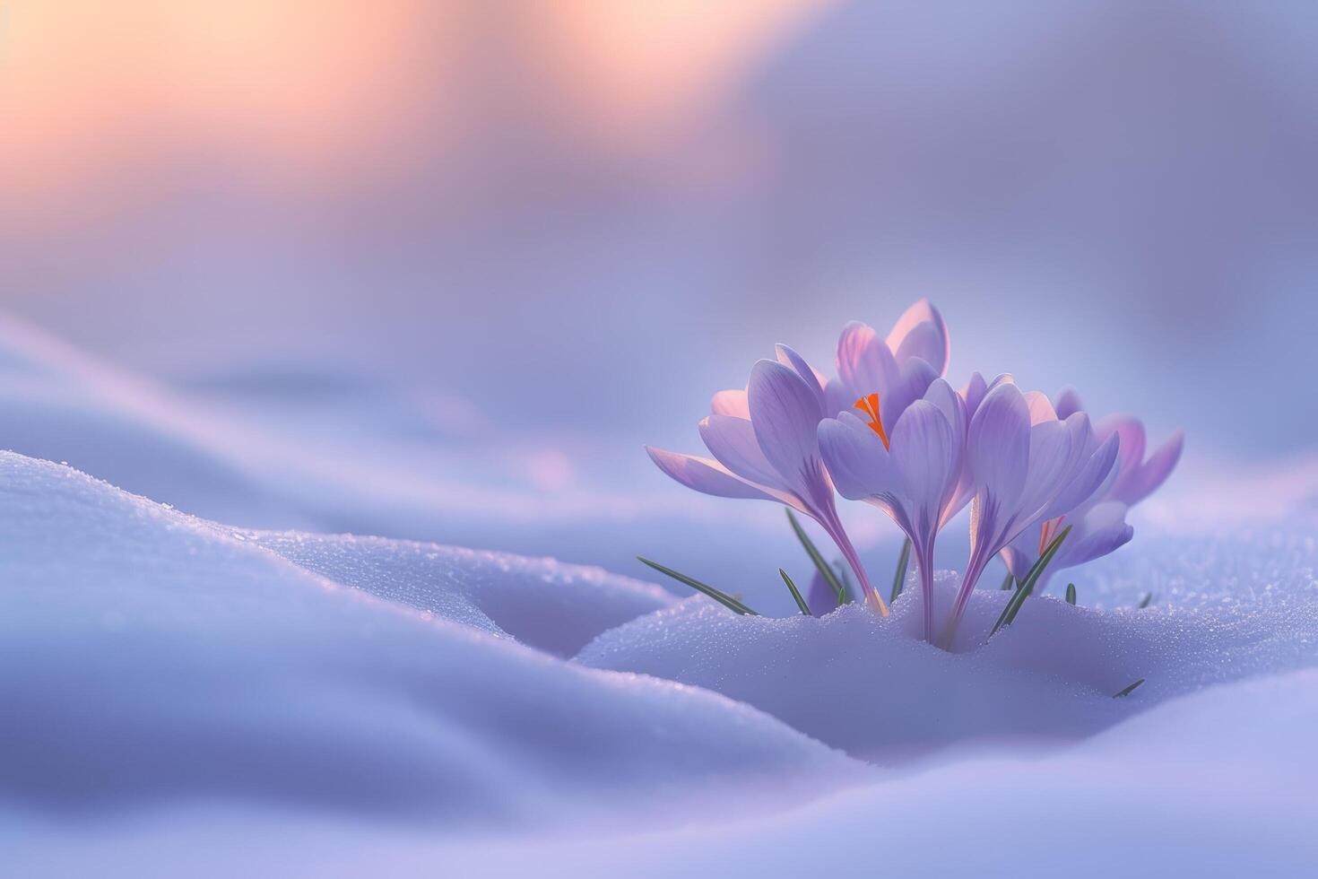 ai généré crocus émergente de neige photo