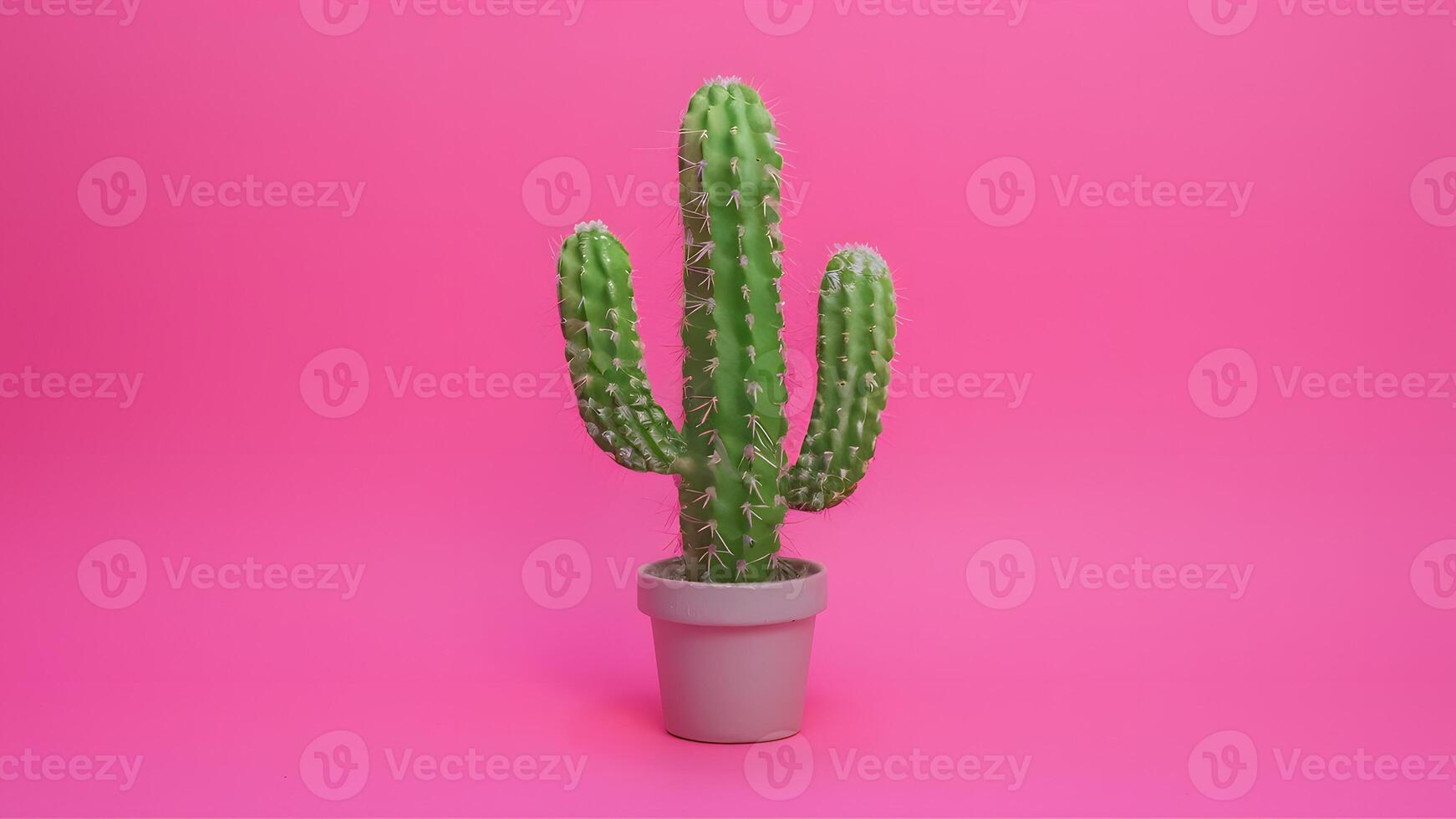 ai généré tropical mode cactus sur rose papier arrière-plan, minimal style photo