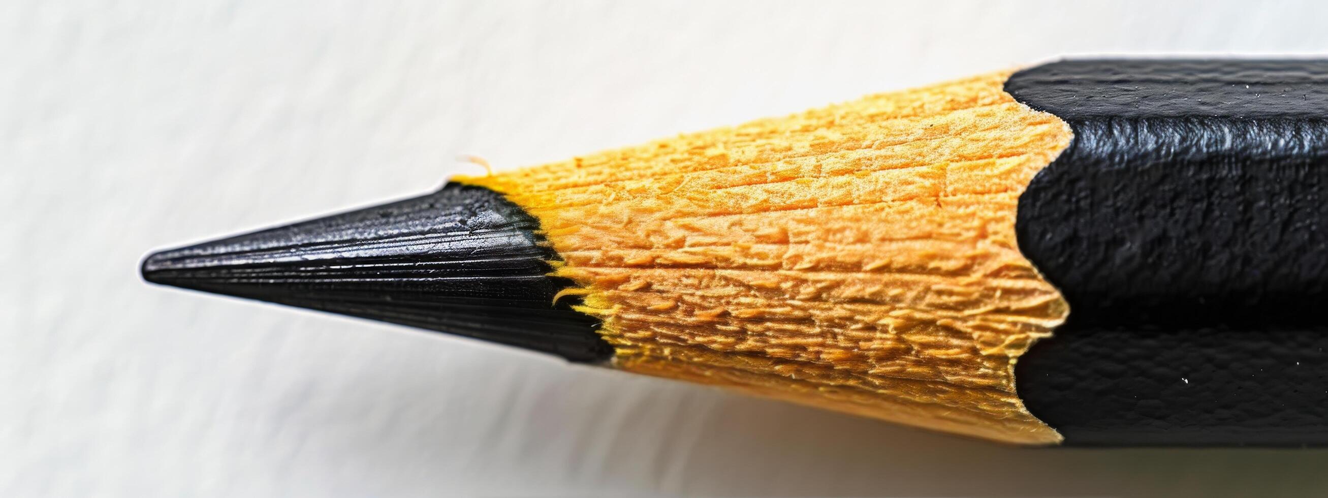 ai généré proche en haut de une Jaune crayon avec une noir pointe photo