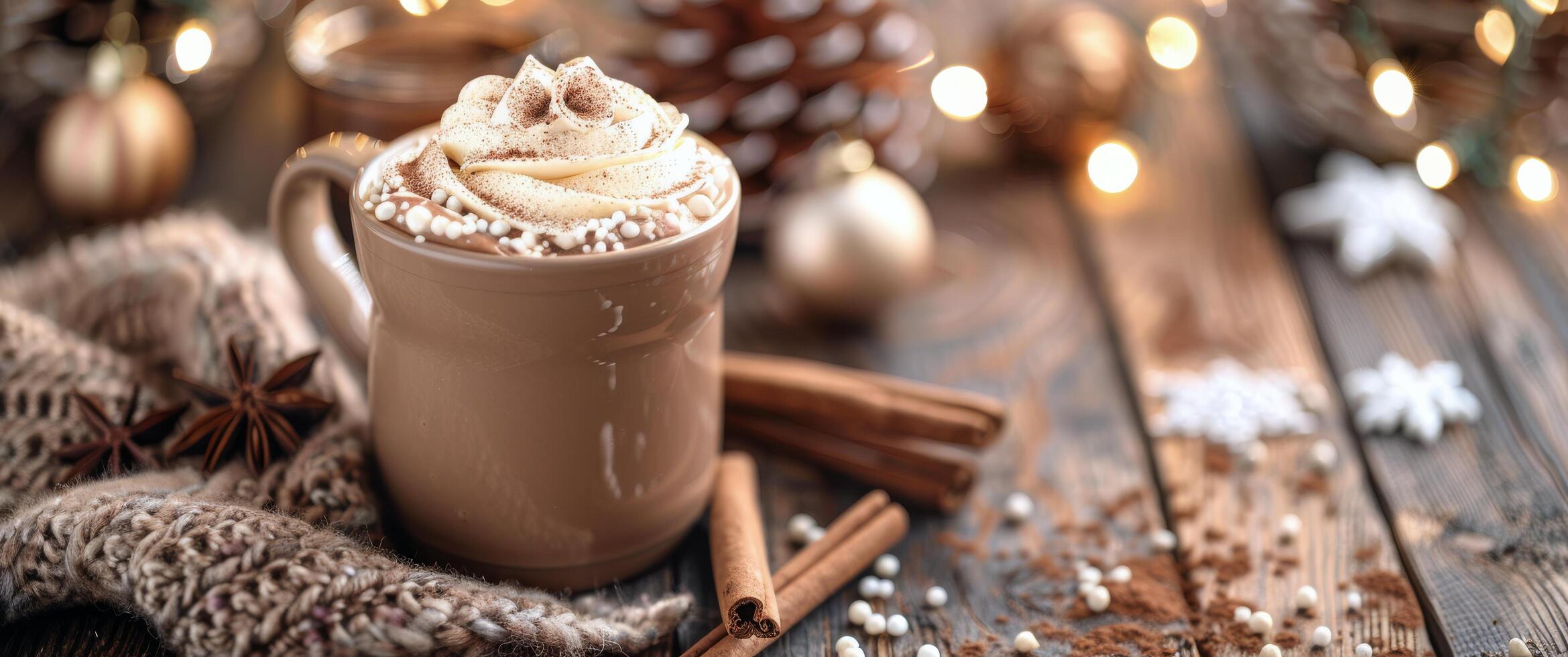 ai généré une tasse de chaud Chocolat avec fouetté crème photo