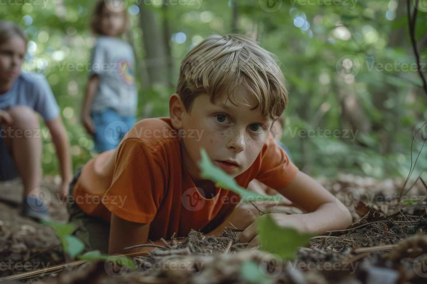 ai généré les enfants en jouant en plein air. génératif ai photo