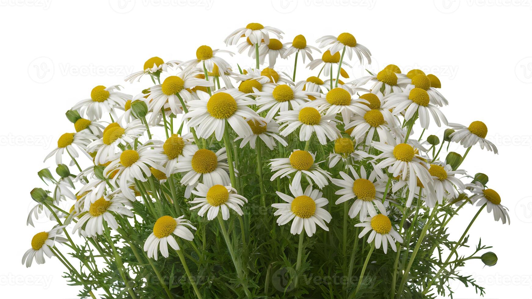 ai généré camomille fleur groupe isolé sur blanc, parfait paquet conception élément photo