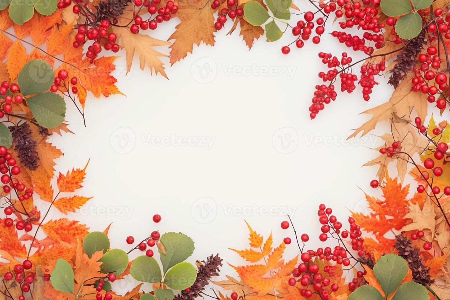 ai généré l'automne élégance viorne baie cadre, une Naturel tomber composition photo