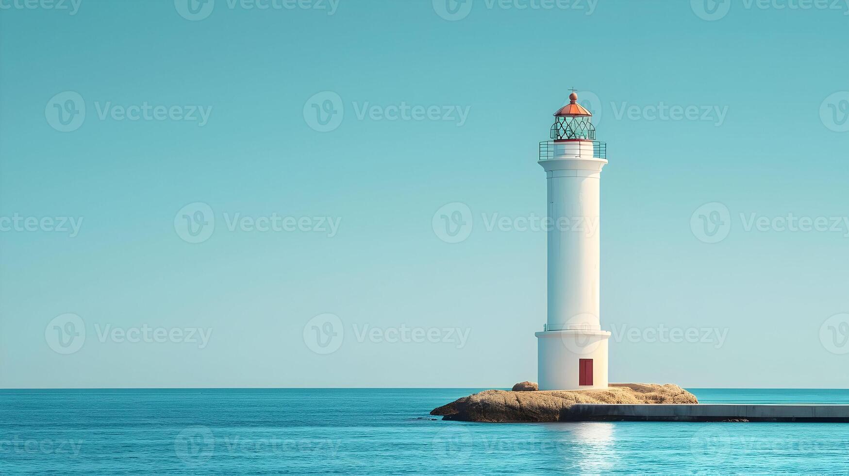 ai généré minimal blanc phare sur une bleu ciel Contexte. haute qualité. ai génératif photo