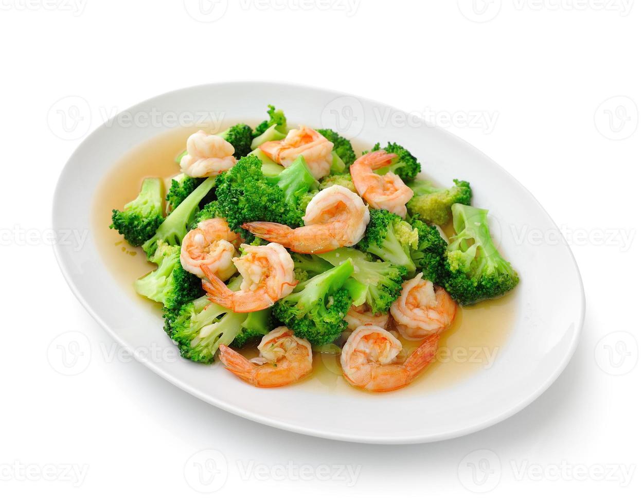 Nourriture saine thaïlandaise brocoli sauté aux crevettes photo