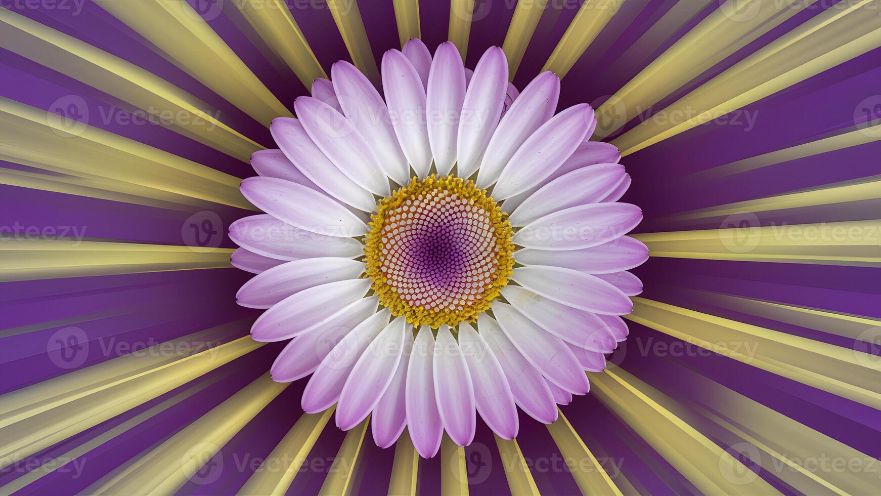 ai généré violet Marguerite fleur centre avec Jaune les anthères, abstrait Contexte photo