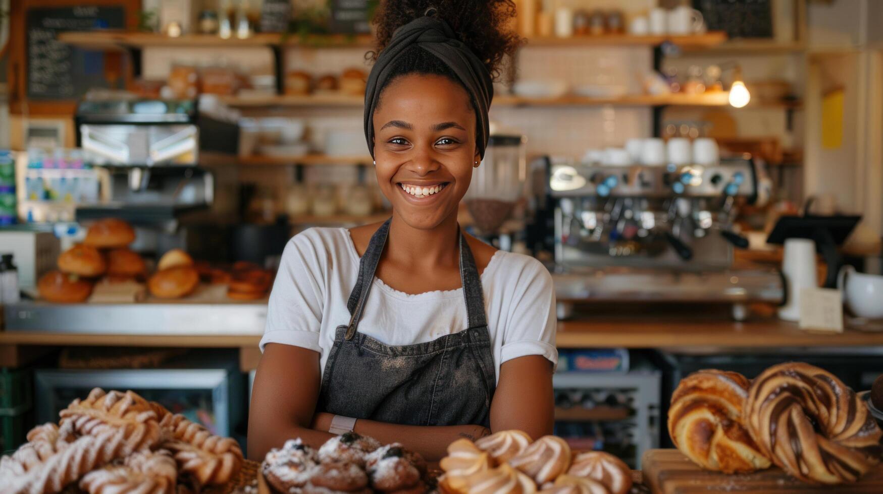 ai généré une femelle boulanger et entrepreneur photo