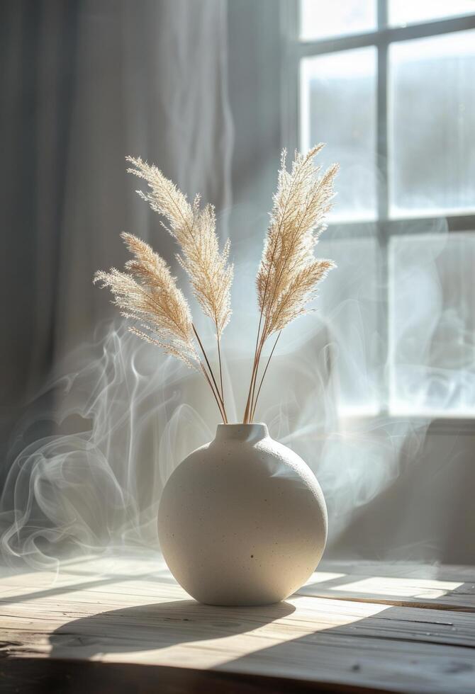 ai généré une vase avec dune et le Soleil vient en dehors photo