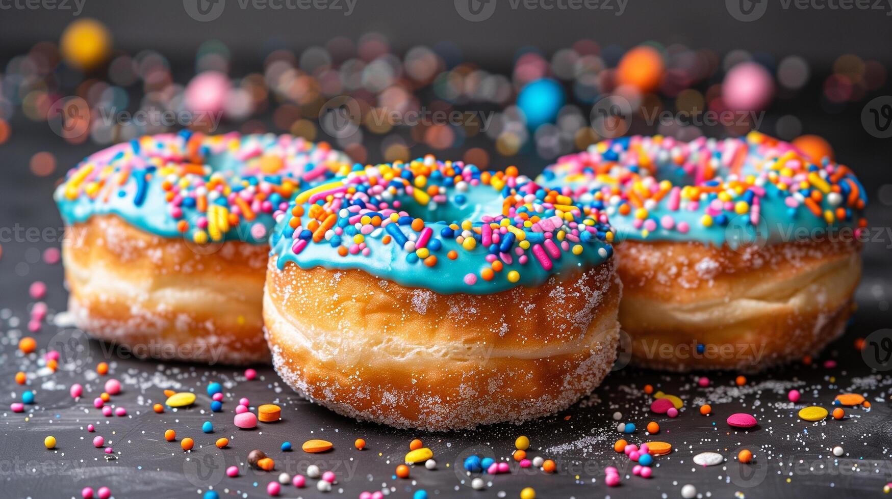 ai généré bleu glaçage Donut Contexte photo