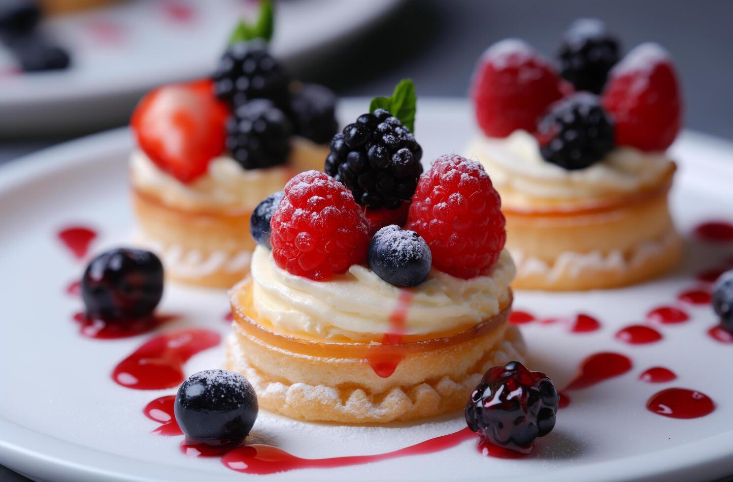 ai généré artisanal fruit tartelettes photo