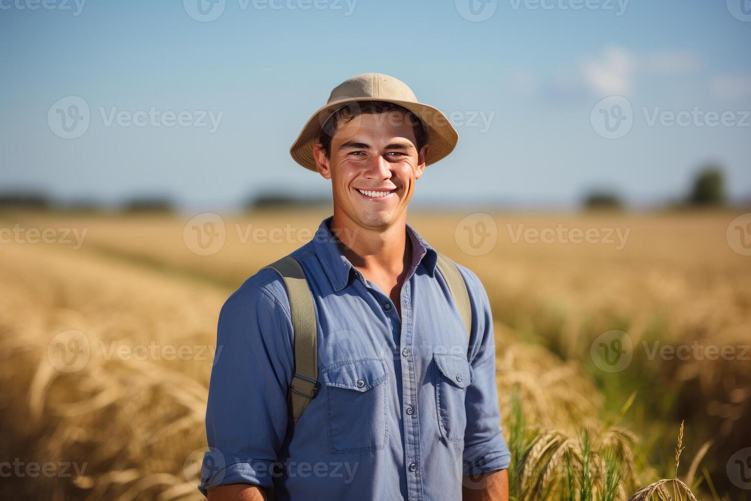 ai généré vibrant souriant Jeune agronome. produire ai photo