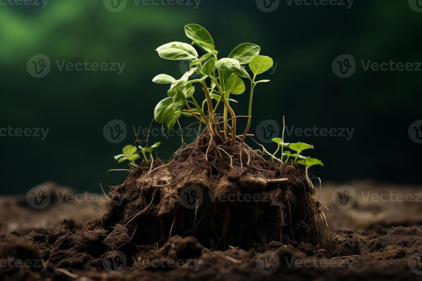 ai généré délicat petit plante avec racines. produire ai photo