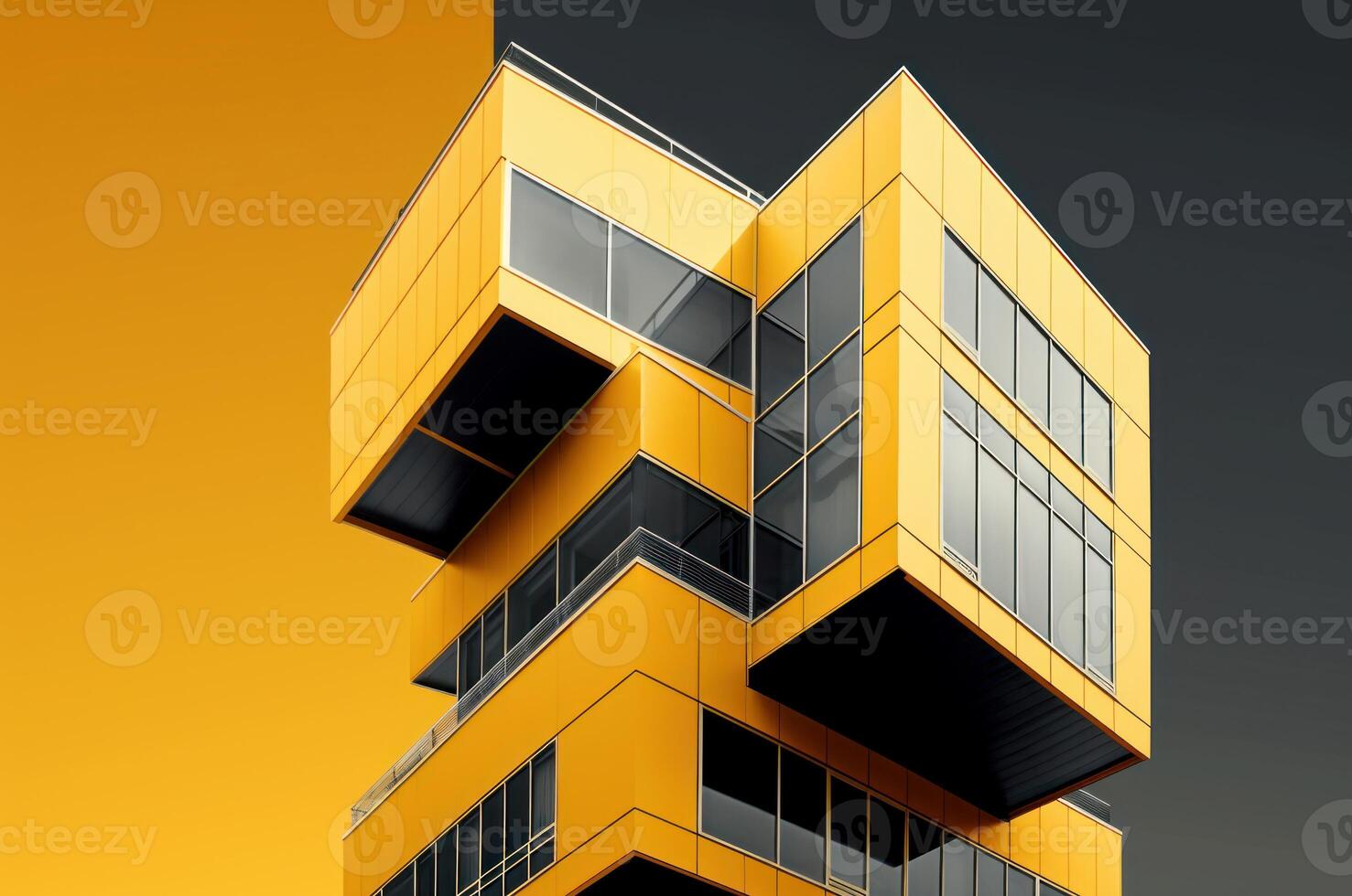 ai généré lisse moderne Jaune bâtiment. produire ai photo