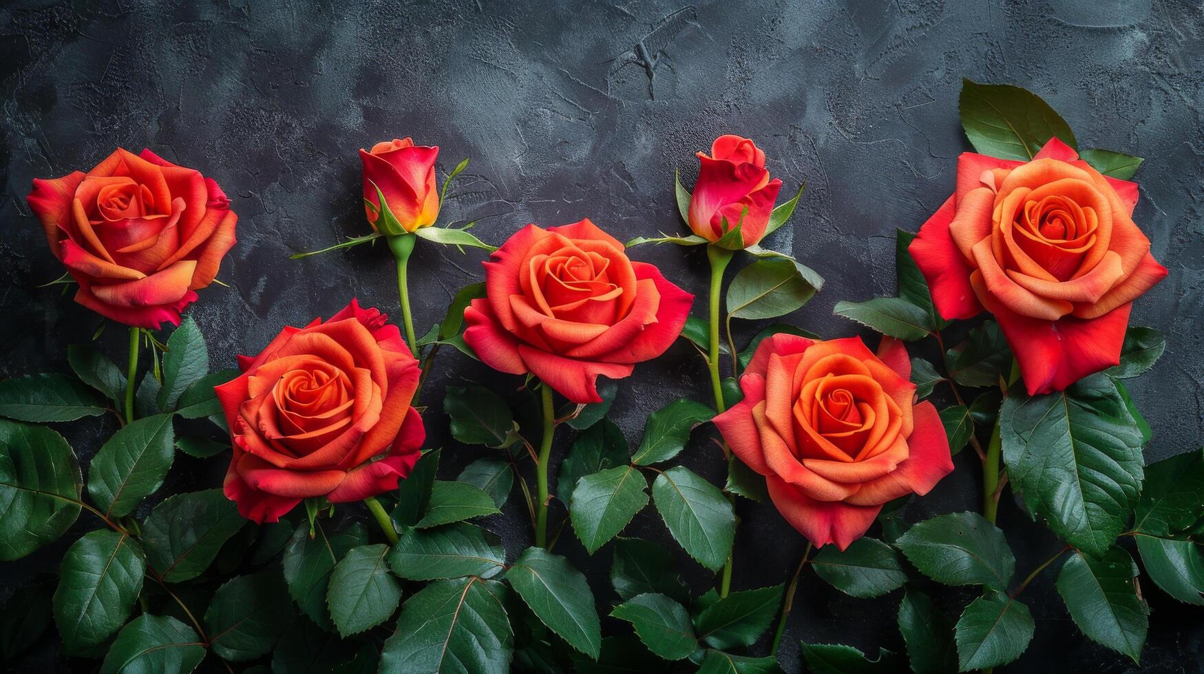 ai généré groupe de rouge des roses avec vert feuilles photo