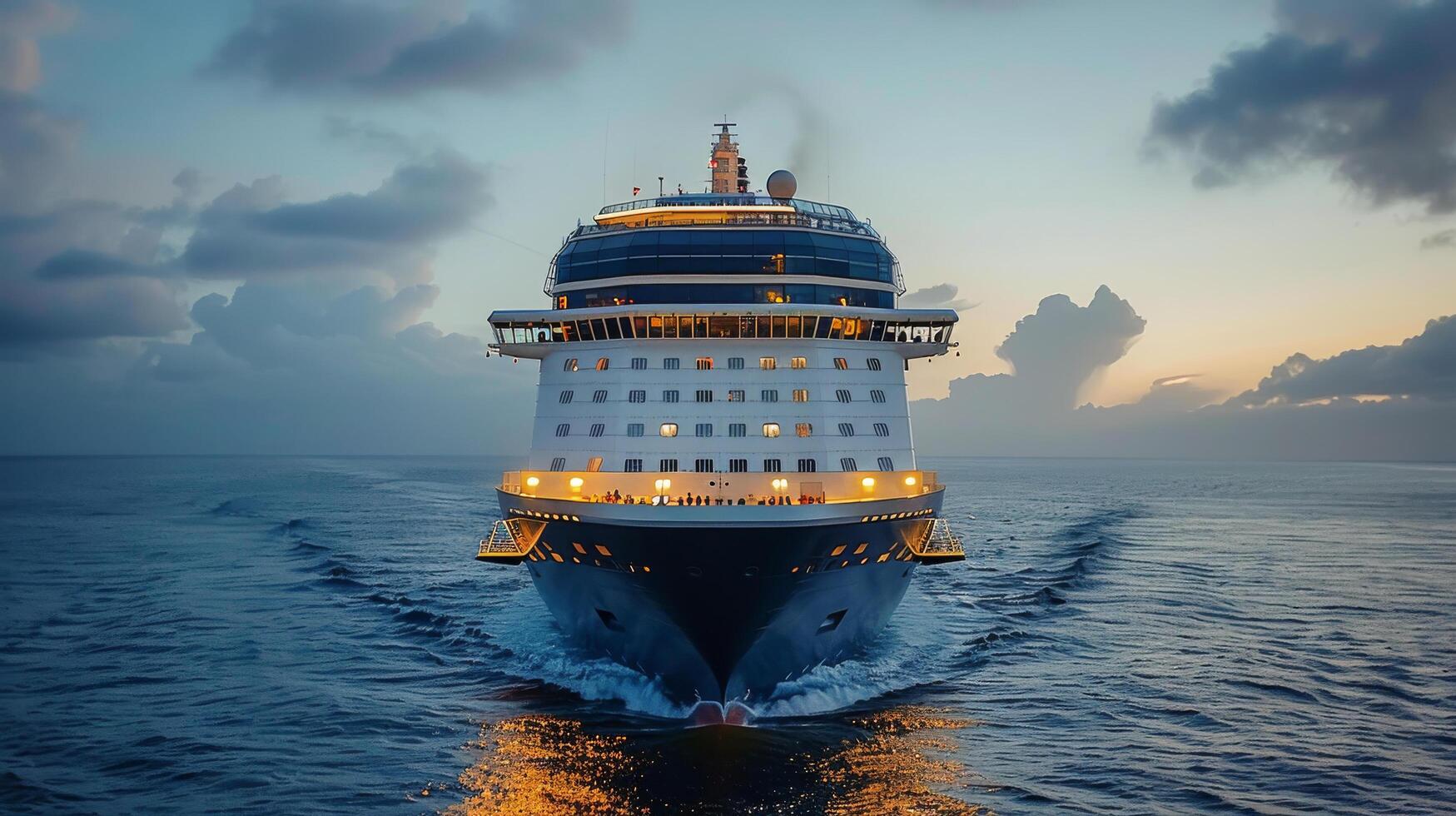 ai généré grand croisière navire voile dans ouvert océan photo