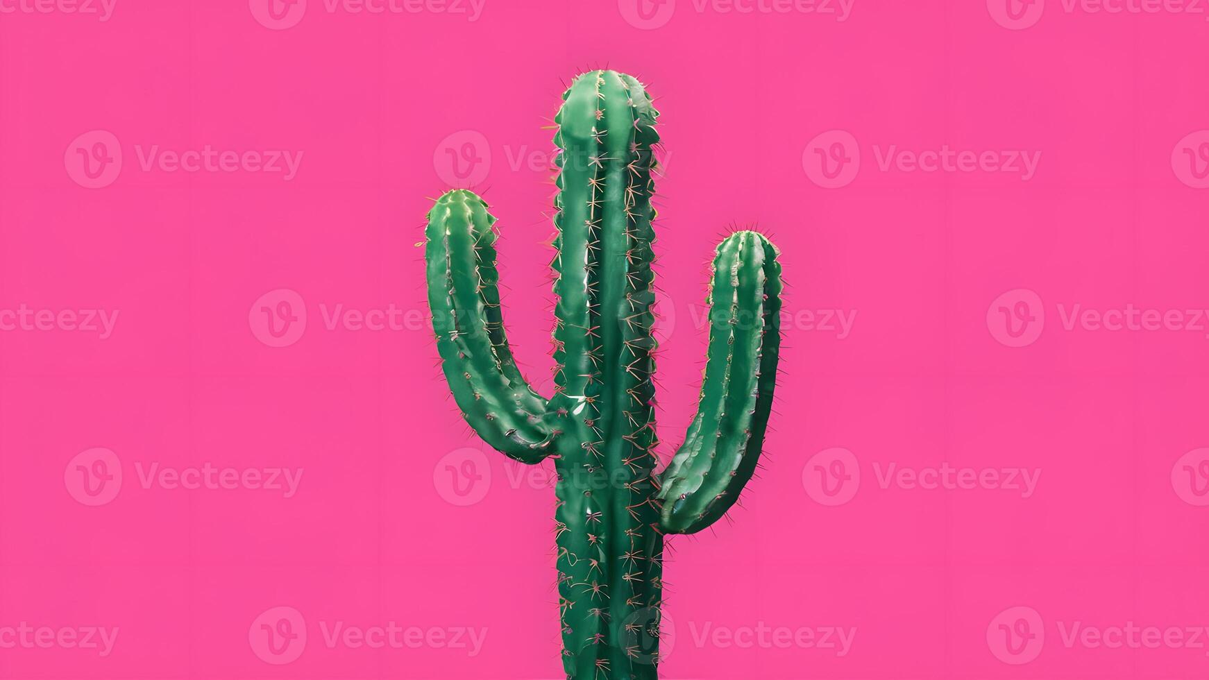 ai généré minimal pop art style tropical mode cactus sur rose Contexte photo