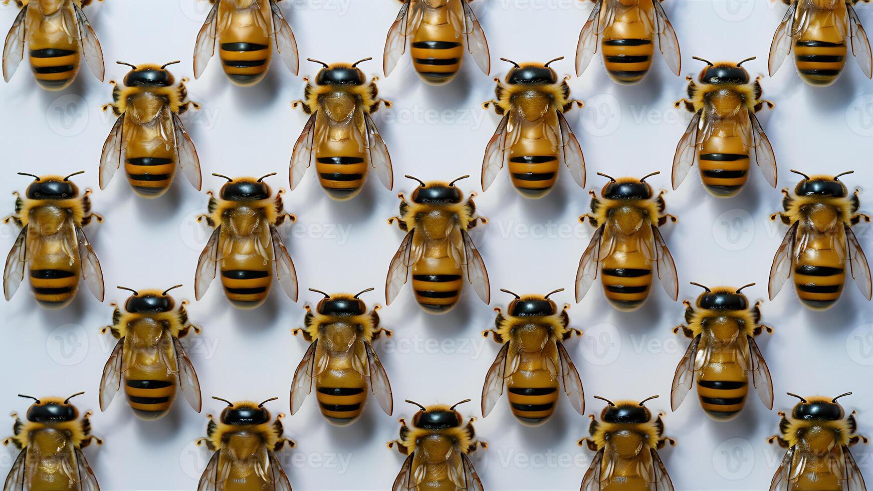ai généré groupe de abeille abeille sur blanc Contexte d'or Couleur photo