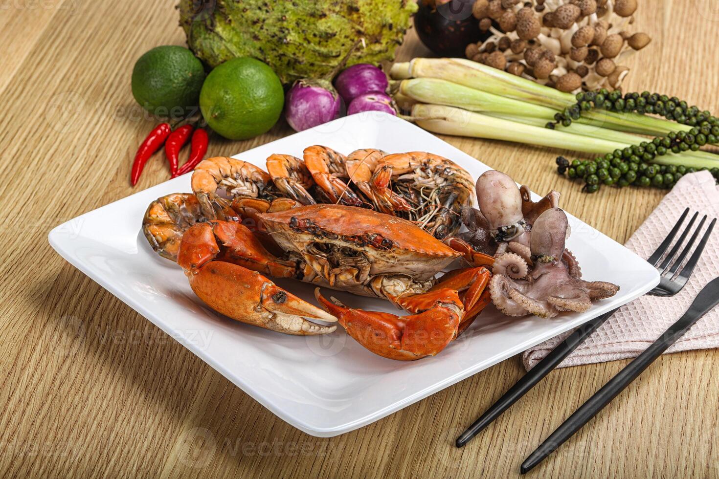 luxe Fruit de mer mélanger - crabe, crevette, poulpe photo