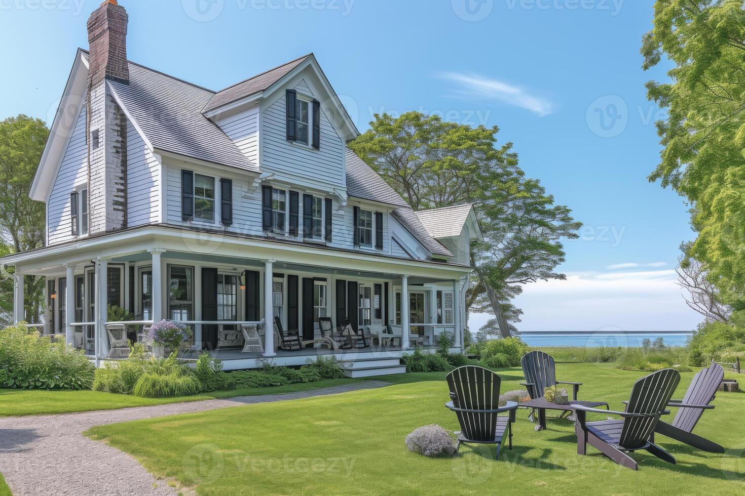 ai généré une historique bord de mer auberge niché photo