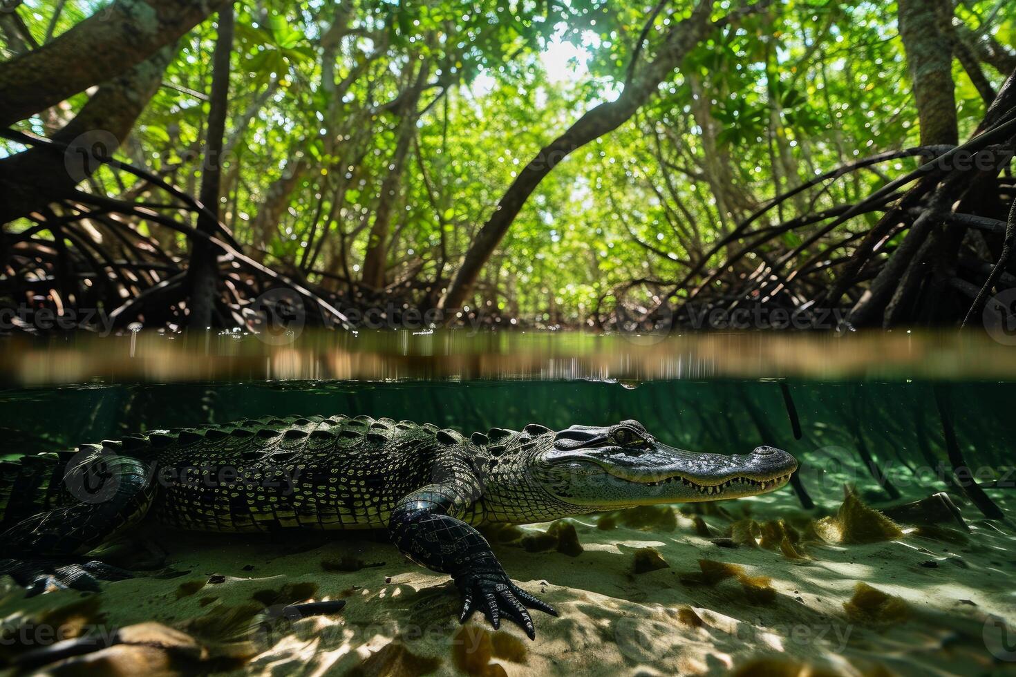 ai généré préhistorique alligator diriger. produire ai photo