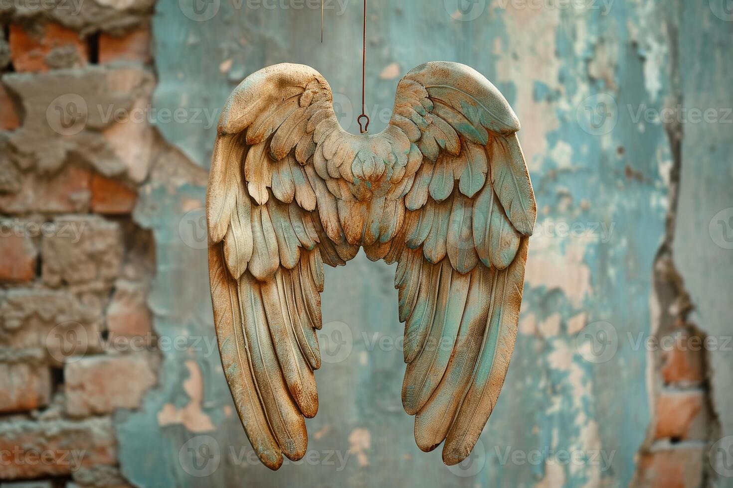 ai généré céleste anges ailes suspendu. produire ai photo