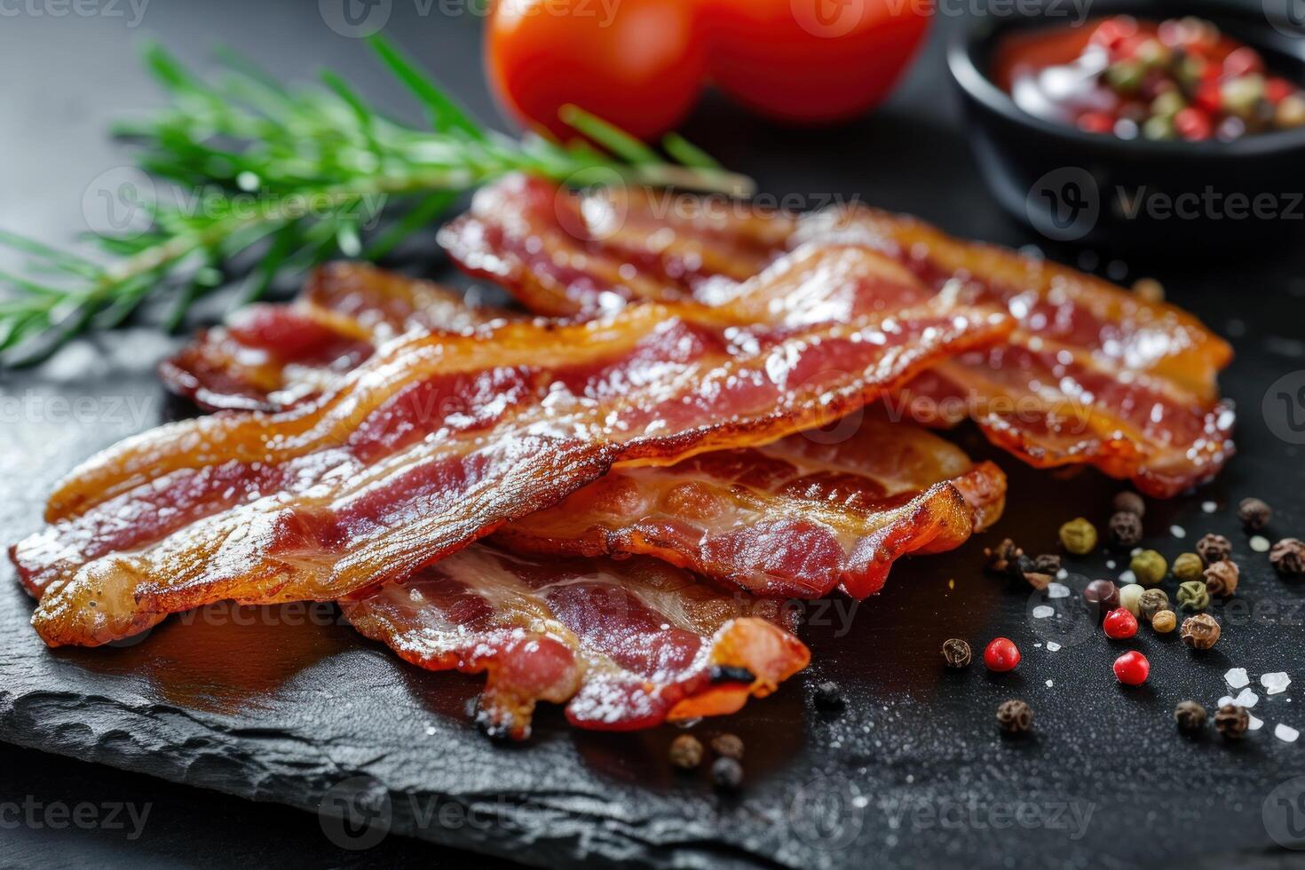 ai généré sarriette Bacon porc aliments. produire ai photo