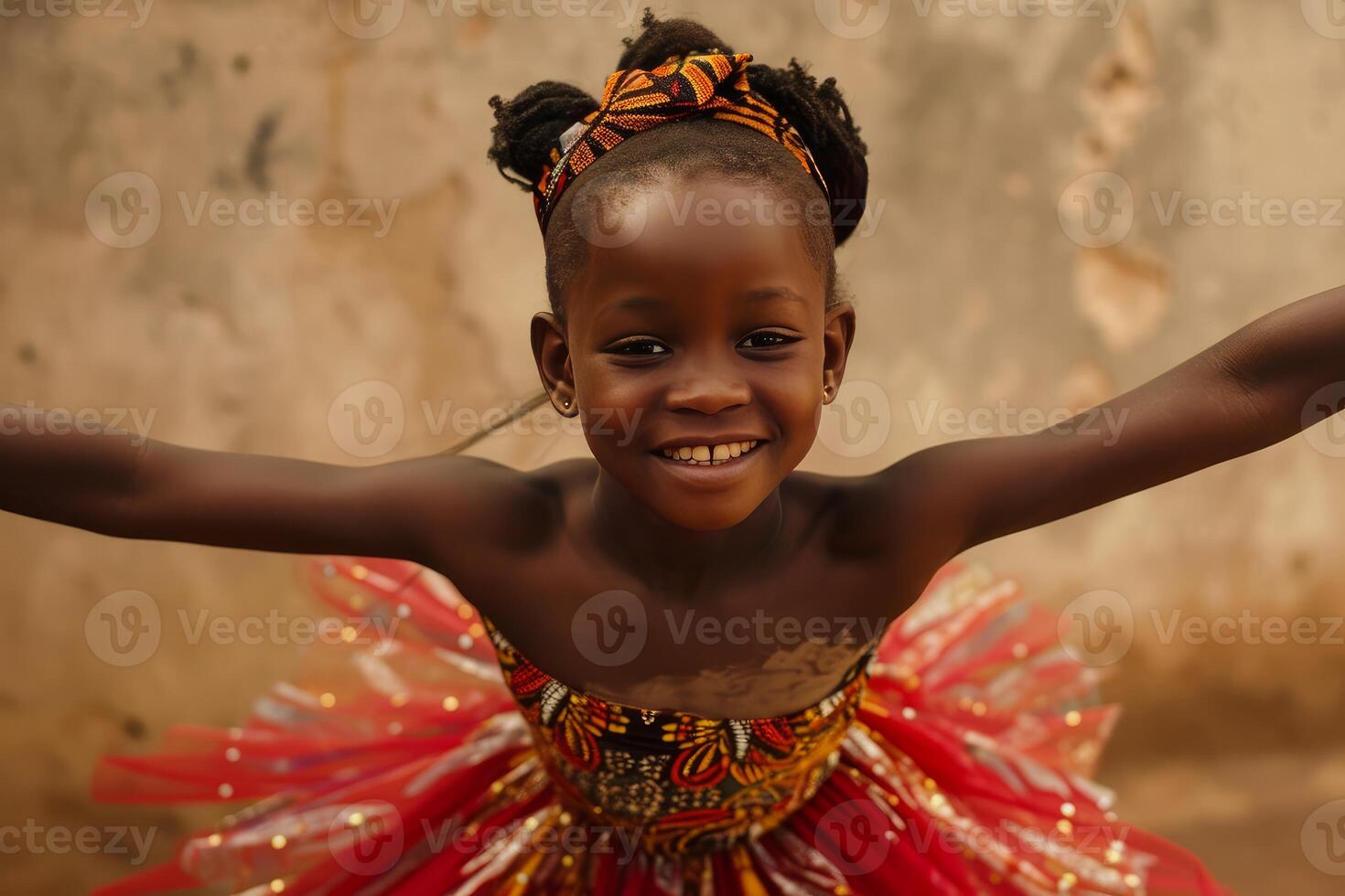 ai généré africain peu fille ballet. produire ai photo