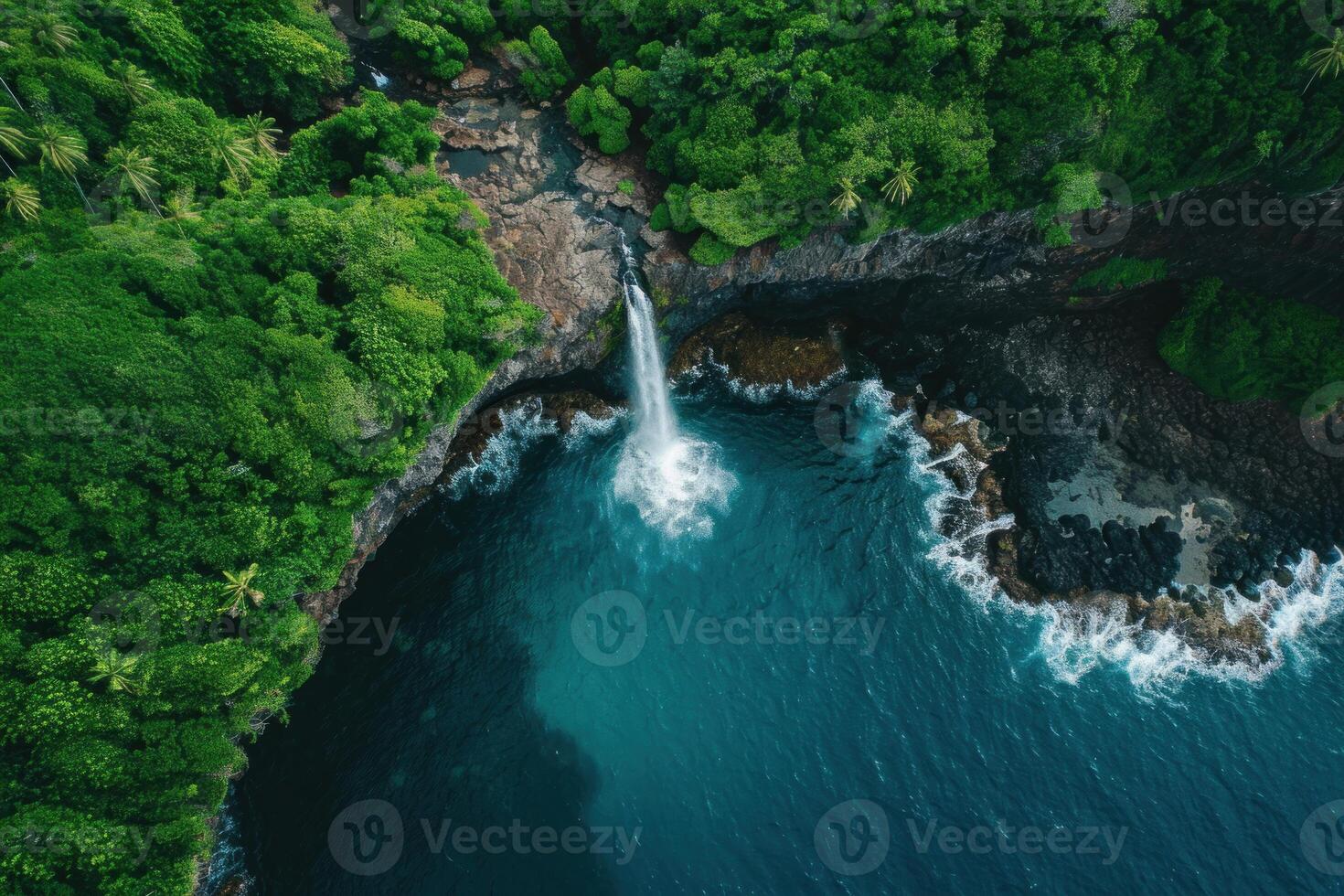 ai généré aérien cascade voir. produire ai photo