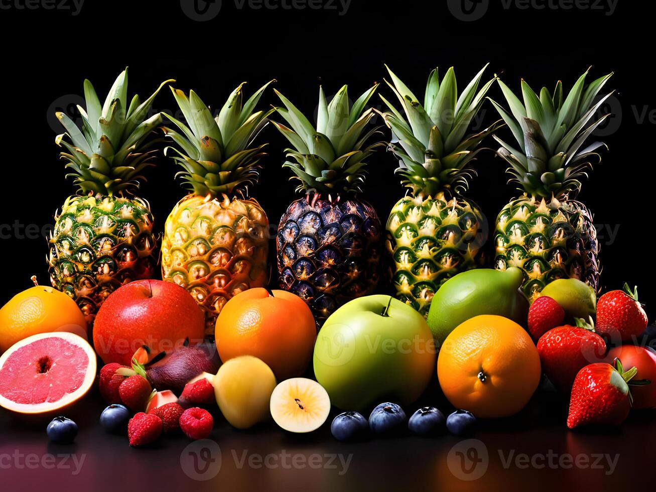 ai généré différent les types de Frais des fruits photo