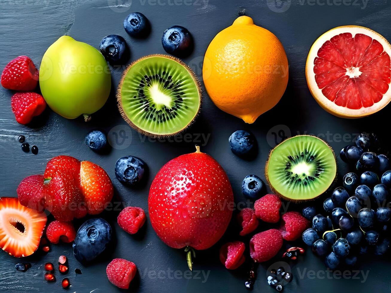 ai généré différent les types de Frais des fruits photo