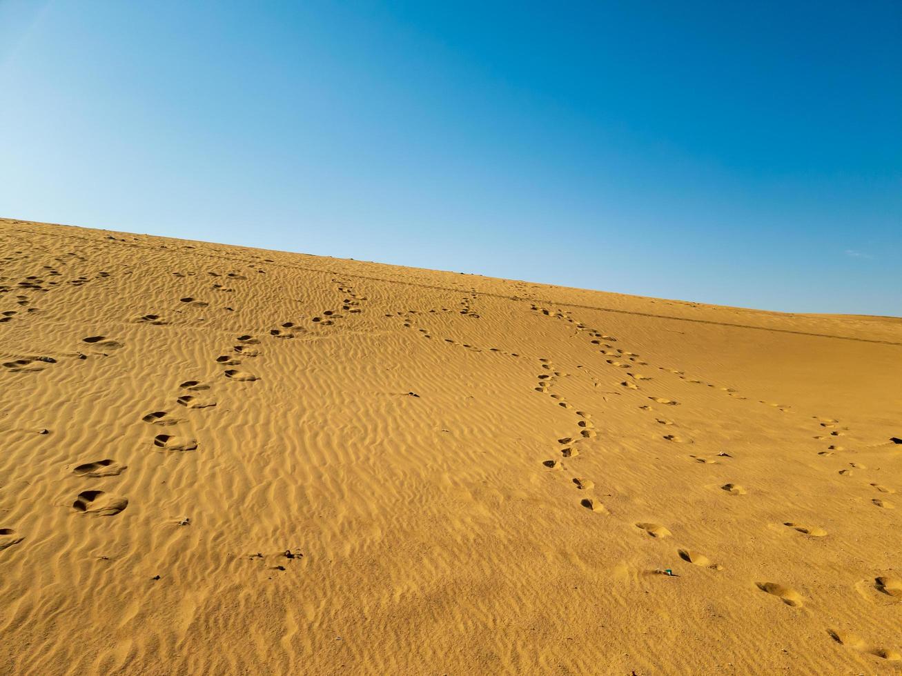 empreintes de pas dans le sable du désert photo