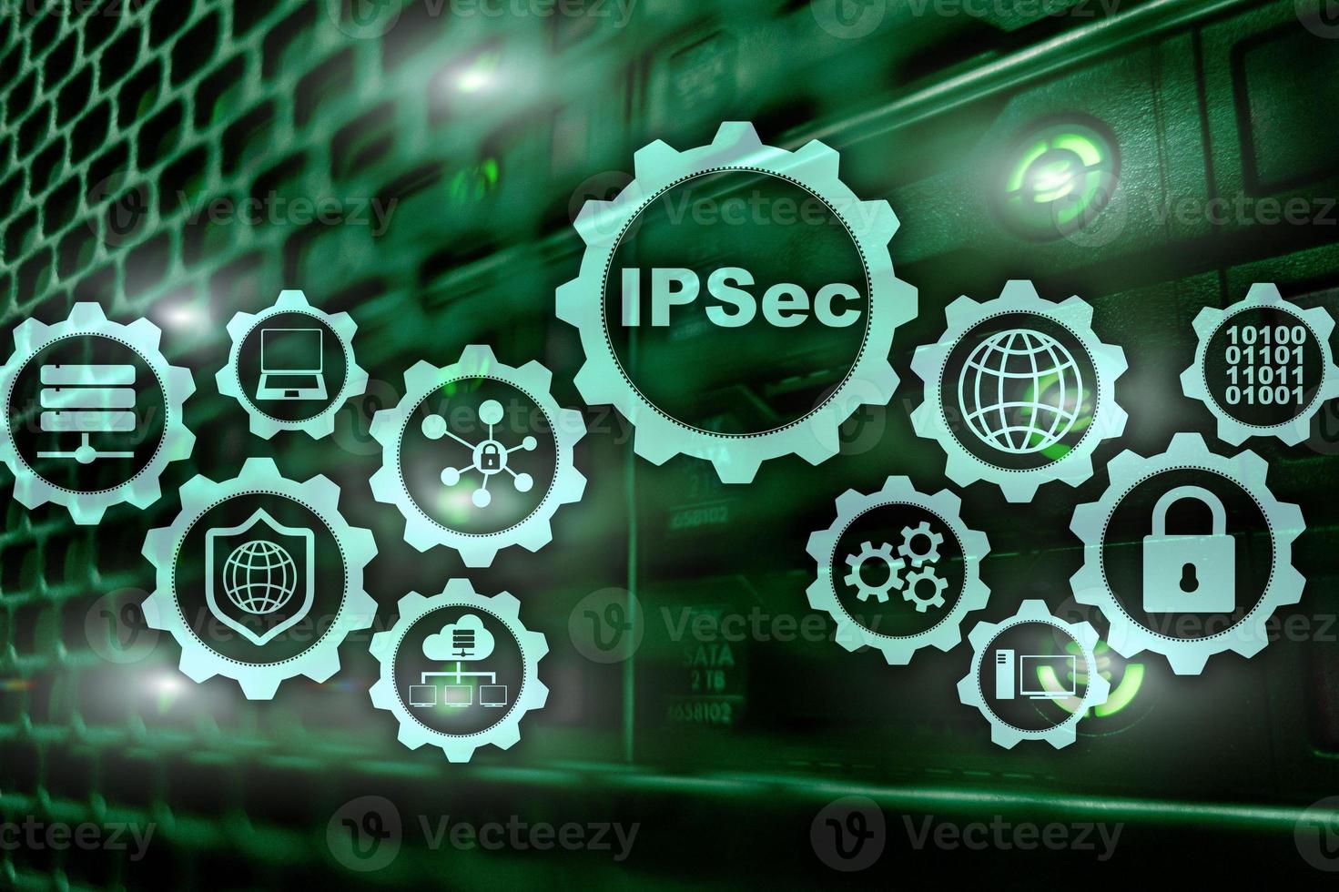 sécurité IP. protocoles de protection des données. ipsec. concept de réseau internet et protection photo